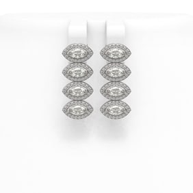 4.52 ctw Marquise Cut Diamond Micro Pave Earrings 18K White Gold