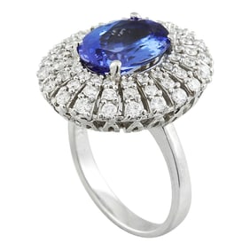 Natural Tanzanite Diamond Ring In 14