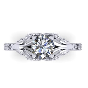 1 ctw Solitaire Certified VS/SI Diamond Ring Art Deco 14k White Gold