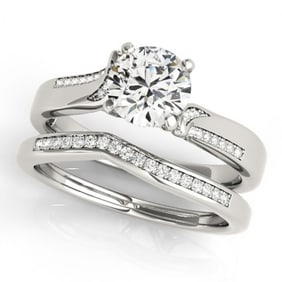 0.85 ctw Certified VS/SI Diamond 2pc Wedding Set 14k White Gold