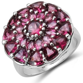 5.08 CT Genuine Rhodolite 14K White
