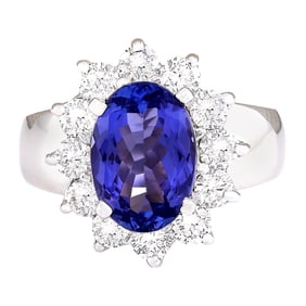 Natural Tanzanite Diamond Ring In 14