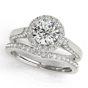 2.44 ctw Certified VS/SI Diamond 2pc Wedding Set Halo 14k White Gold