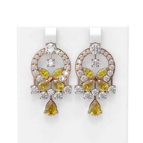 13.28 ctw Citrine & Diamond Earrings 18K Rose Gold