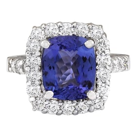 Tanzanite Diamond Ring 14K White Gold