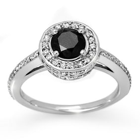 1.75 ctw VS Certified Black & White Diamond Ring 14k White Gold