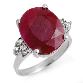 8.83 ctw Ruby & Diamond Ring 18k White Gold