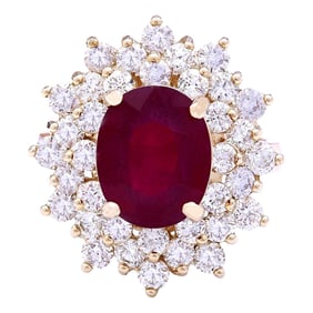 Ruby Diamond Ring 14K Yellow Gold