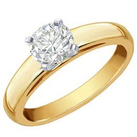 1.0 ctw Certified VS/SI Diamond Solitaire Ring 14k 2-Tone Gold
