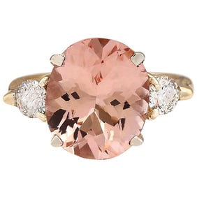 Morganite Diamond Ring 14K Yellow Gold