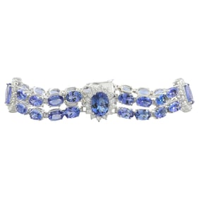 Tanzanite Diamond Bracelet 14K White Gold
