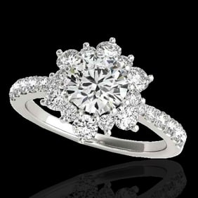 2 ctw Certified Diamond Solitaire Halo Ring 10k White Gold