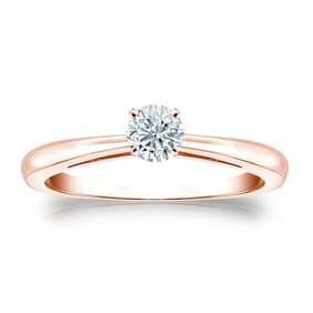 Natural 0.25 CTW Diamond Solitaire Ring 14K Rose Gold