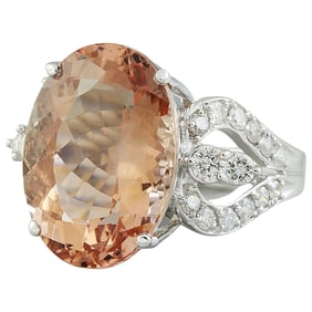 Morganite Diamond Ring 14K White Gold