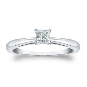 Natural 0.25 CTW Diamond Solitaire Ring 14K White Gold
