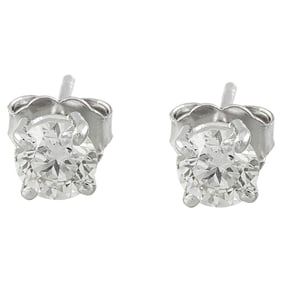 0.80 CTW Diamond Stud Earrings 14K White Gold