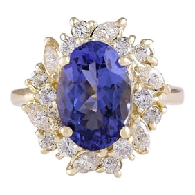 Tanzanite Diamond Ring 14K Yellow Gold