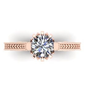 1 ctw Solitaire Certified VS/SI Diamond Ring Art Deco 14k Rose Gold