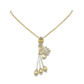 8.97 ctw Canary Citrine & Diamond Necklace 18K Yellow Gold