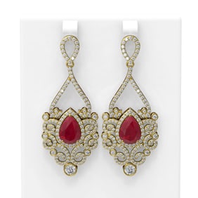 11.26 ctw Ruby & Diamond Earrings 18K Yellow Gold