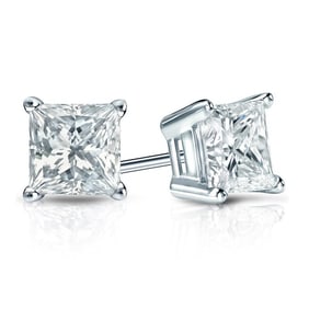 Natural 1.25 CTW Diamond Stud Earrings 18K White Gold