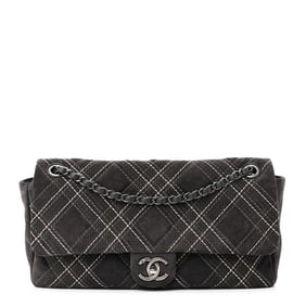 Chanel Suede Stitched Jumbo Saltire Single