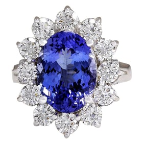 Natural Tanzanite Diamond Ring In 14