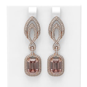 12.66 ctw Morganite & Diamond Earrings 18K Rose Gold