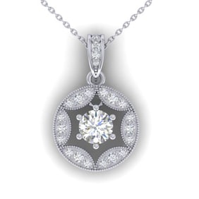 1.5 ctw VS/SI Diamond Art Deco Stud Necklace 14k White Gold
