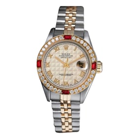 Rolex Datejust Cream Pyramid Dial Ruby/Diamond