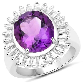 5.36 CT Genuine Amethyst and White