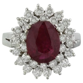 Ruby Diamond Ring 14K White Gold