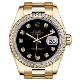 Rolex 26mm Datejust 18kt Gold Black