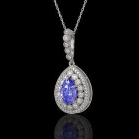 4.47 ctw Tanzanite & Diamond Victorian Necklace 14K White Gold