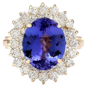 Natural Tanzanite Diamond Ring In 14