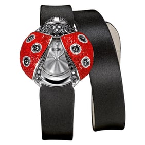 Stylish Watch White Gold Black Diamonds