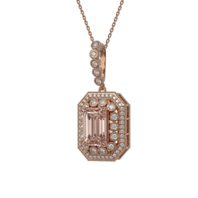 6.05 ctw Morganite & Diamond Victorian Necklace 14K Rose Gold