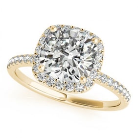 1.33 ctw Certified VS/SI Cushion Diamond Halo Ring 18k Yellow Gold
