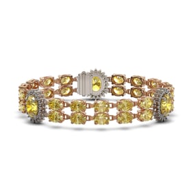 27.35 ctw Citrine & Diamond Bracelet 14K Rose Gold
