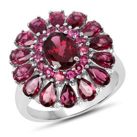 6.19 CT Genuine Rhodolite and White
