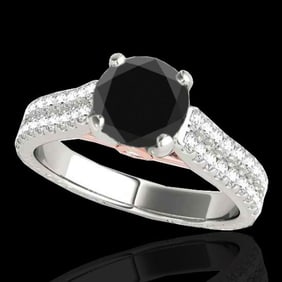 2.11 ctw Certified VS Black Diamond Pave Ring 10k 2Tone Gold