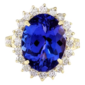 Tanzanite Diamond Ring 14K Yellow Gold