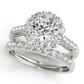 2.39 ctw Certified VS/SI Diamond 2pc Wedding Set Halo 14k White Gold