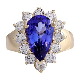Tanzanite Diamond Ring 14K Yellow Gold