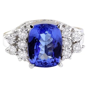 Tanzanite Diamond Ring 14K White Gold