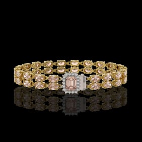 16.35 ctw Morganite & Diamond Bracelet 14K Yellow Gold