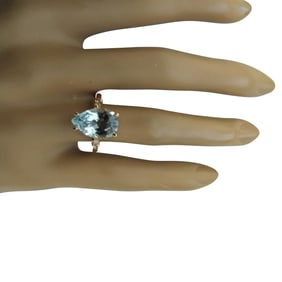 Aquamarine Diamond Ring 14K Rose Gold
