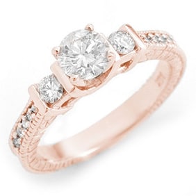 1.0 ctw Certified VS/SI Diamond Ring 14k Rose Gold