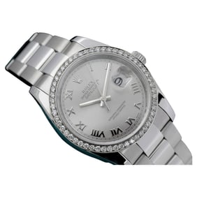 Rolex Datejust Silver Roman Dial Diamond