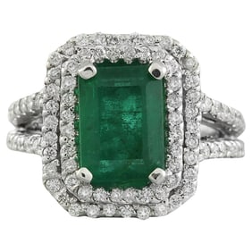 Natural Emerald 14 Karat White Gold